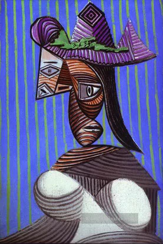Frau in einem stripped Hut 1939 kubist Pablo Picasso Ölgemälde